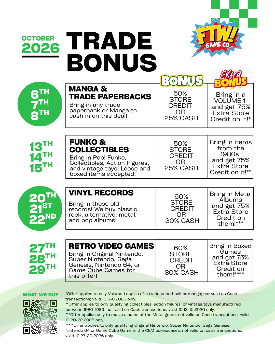 October Trade Bonus Days